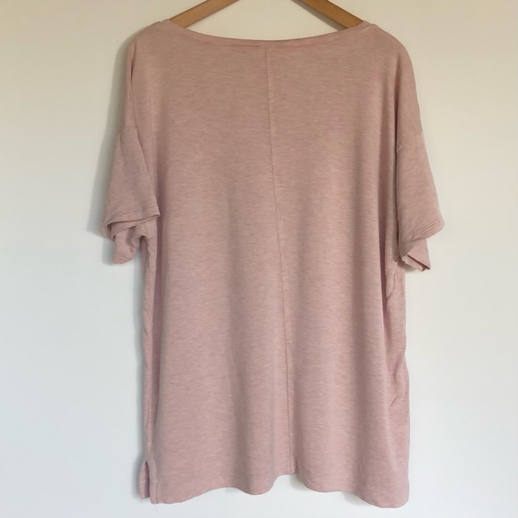 Loft Lounge Blush Pink V Neck Tee Sz XL French Terry Pullover Short Sleeve Shirt - Picture 4 of 8